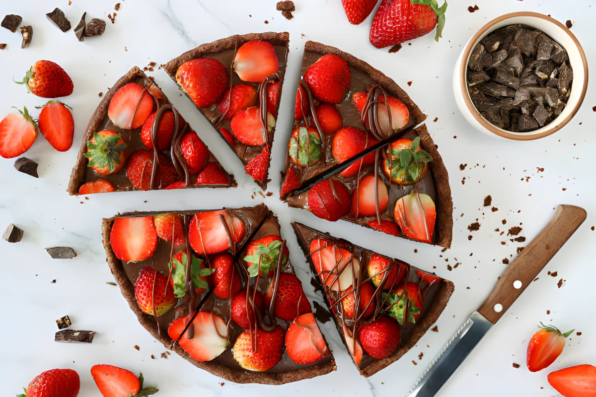 Image de la recette de Tarte choco-fraises croustillante