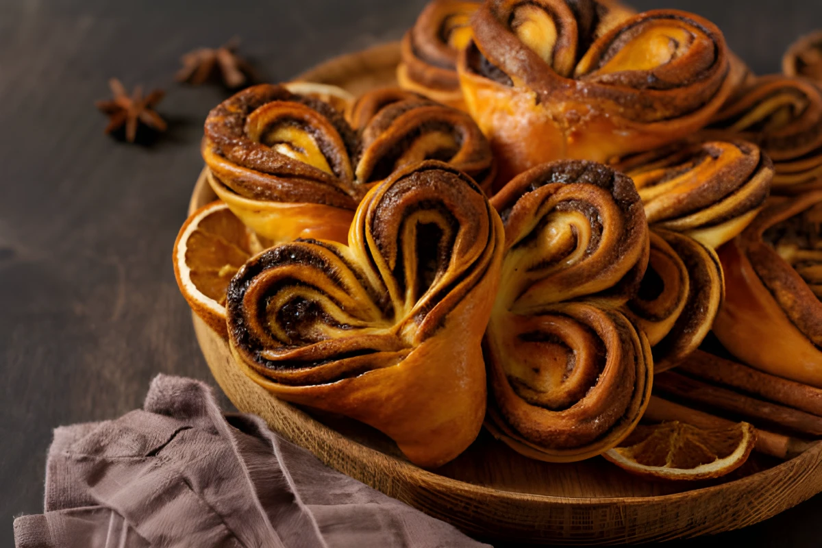 Rouleaux de cannelle en cœur