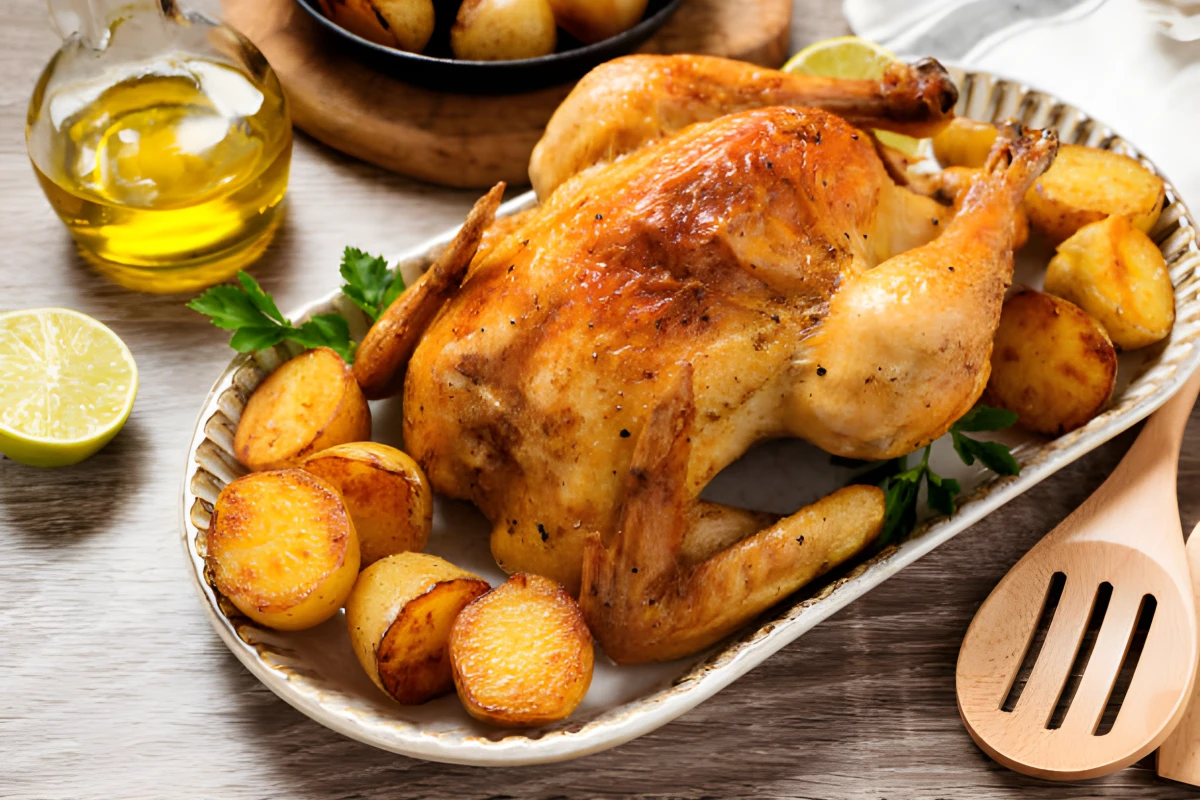 Poulet rôti pommes de terre&oignons au Airfryer