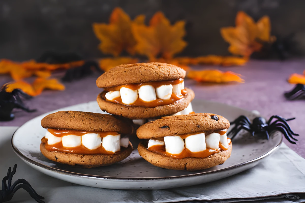 Image de la recette de Biscuits pain d’épices avec dents de guimauve d’Halloween