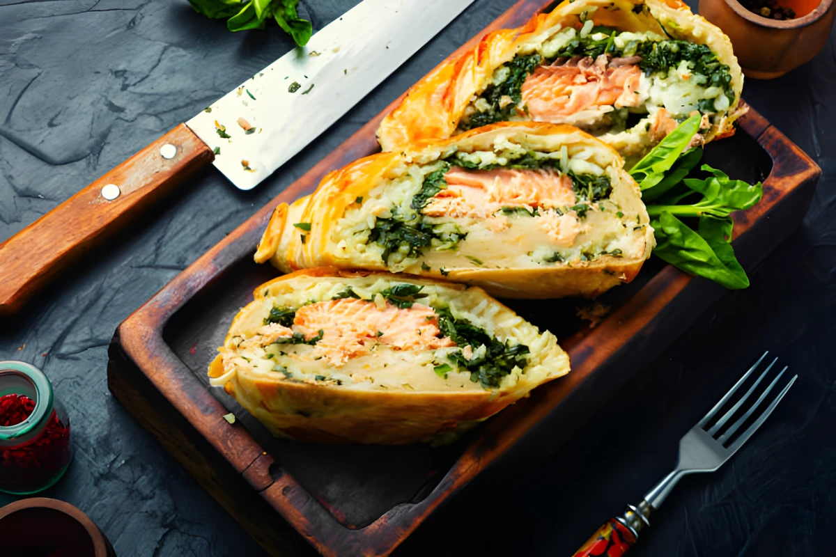 Image de la recette de Feuilleté au saumon et aux épinards