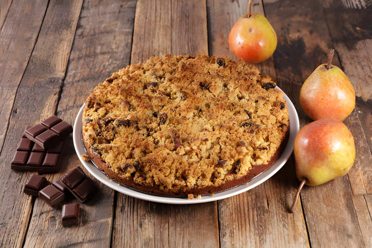 Image de la recette de Crumble poire chocolat au four
