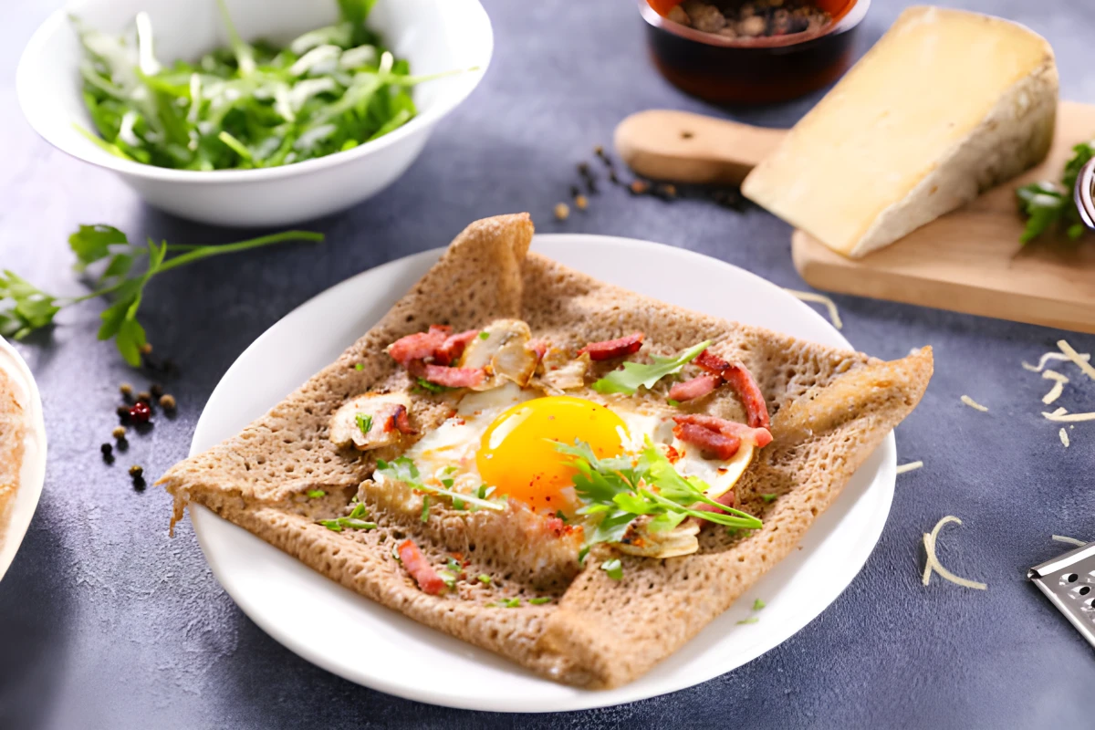 Image de la recette de Crêpe salée de sarrasin œuf bacon & crème