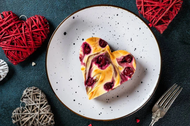 Cheesecake cœur framboise marbré