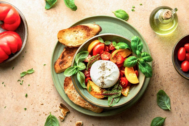Salade burrata avec tomates