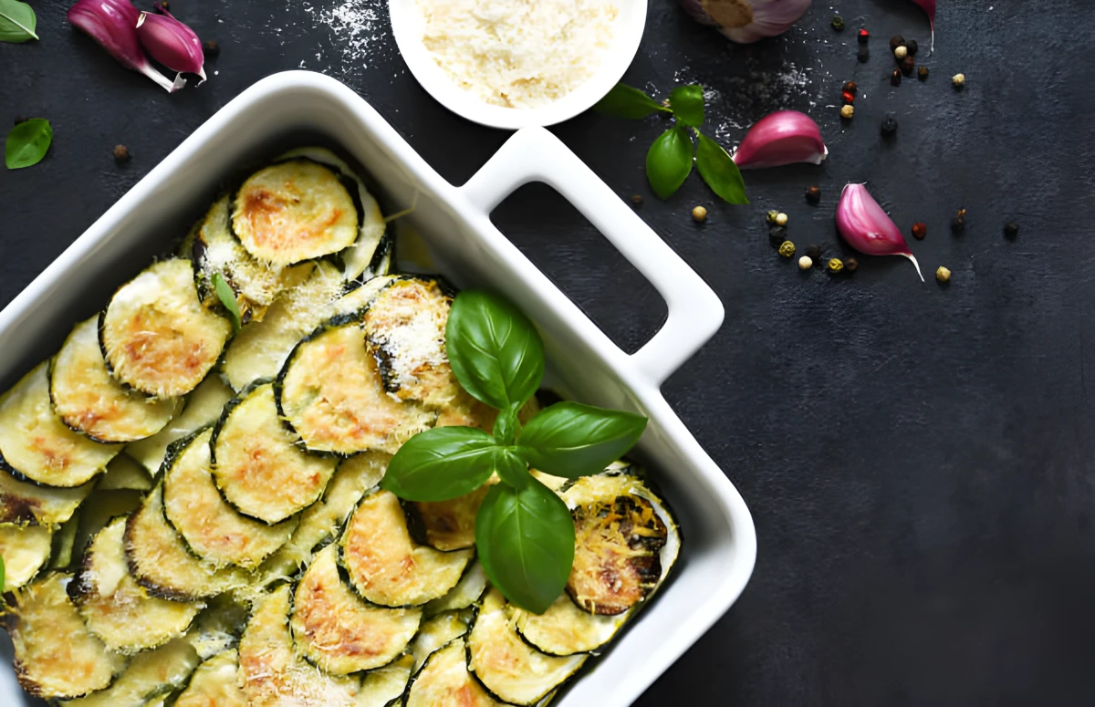 Image de la recette de Gratin de courgettes à l’ail et parmesan