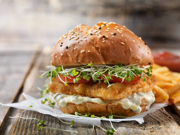 Burger croustillant au poisson