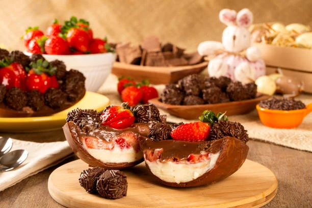 Demi-œufs de Pâques chocolat & fraises
