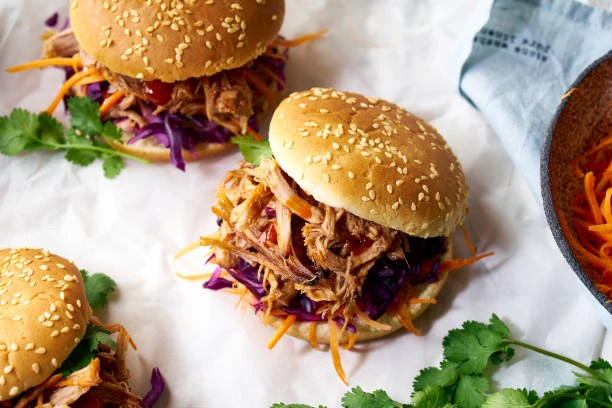 Hamburgers de porc effiloché