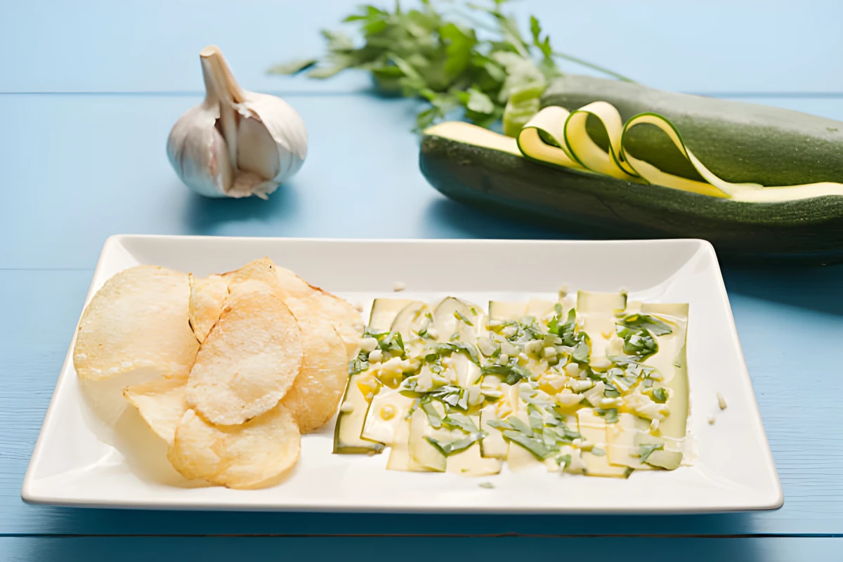 Image de la recette de Carpaccio de courgettes jaunes au citron et aux herbes