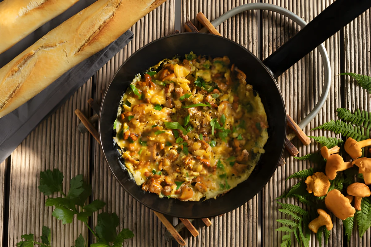 Image de la recette de Omelette aux chanterelles à la poêle