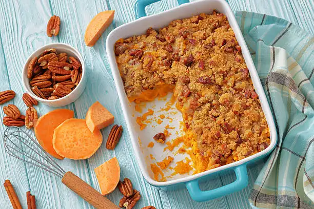 Gratin de patates douces aux noix de pécan